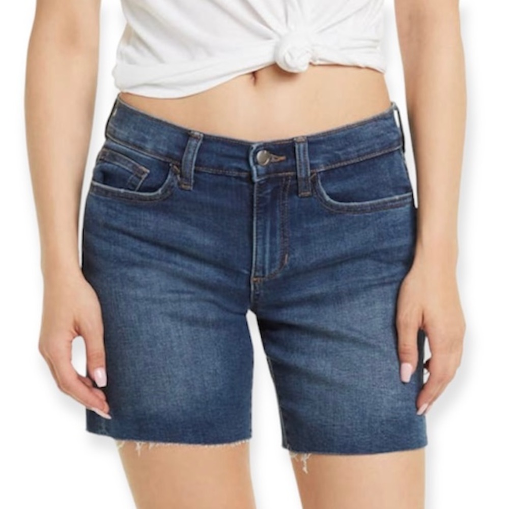 JOE’S JEAN Bermuda Shorts Raw Hem Dark Denim Cut Off Jean Shorts NWT